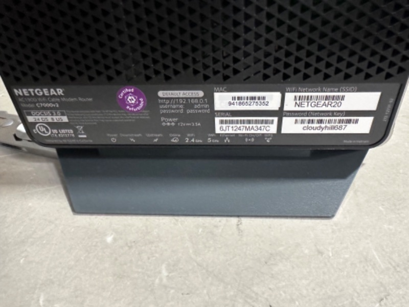 Photo 4 of MISSING POWER SUPPLY*****
NETGEAR Nighthawk Cable Modem WiFi Router Combo C7000