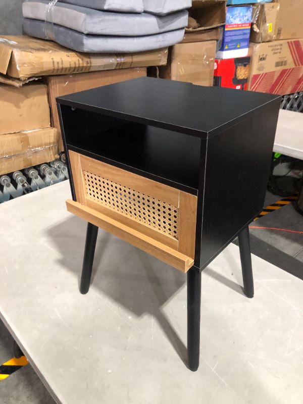 Photo 2 of ***DAMAGED - SEE PICTURES***
Thornhill Rattan/Black Nightstand, 11.8"D x 15.8"W x 23.6"H