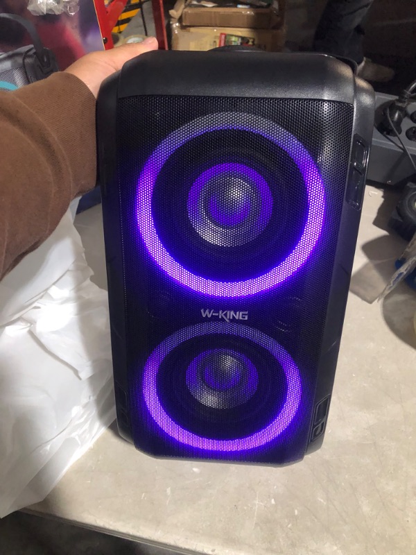 Photo 6 of (TESTED AND USED) W-KING 80W Bluetooth Speakers Loud, Super Rich Bass, Huge 105dB Sound Powerful Portable Wireless Outdoor Bluetooth Speaker, Mixed Color Lights, 24H Playtime, AUX, USB Playback, TF Card, Non-Waterproof