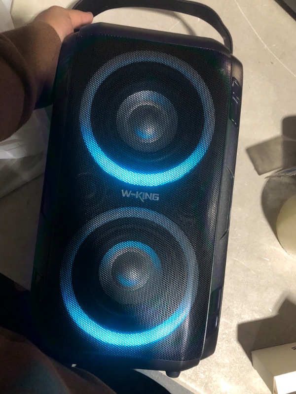 Photo 8 of (TESTED AND USED) W-KING 80W Bluetooth Speakers Loud, Super Rich Bass, Huge 105dB Sound Powerful Portable Wireless Outdoor Bluetooth Speaker, Mixed Color Lights, 24H Playtime, AUX, USB Playback, TF Card, Non-Waterproof