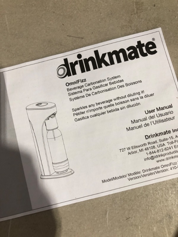 Photo 4 of *PREV USED*
Drinkmate Soda Maker CO2 Cylinder Not Included