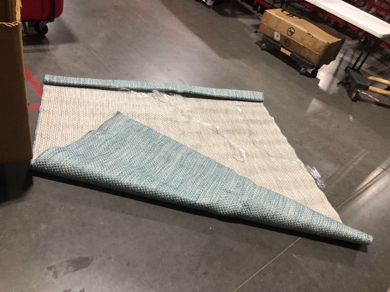 Photo 2 of SAFAVIEH Courtyard Collection 6'7" x 9'6" Aqua/Grey Rug