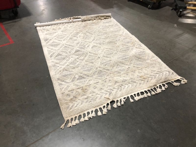 Photo 2 of ***HEAVILY STAINED - SEE PICTURES***
nuLOOM Ansley Moroccan Lattice Tassel Area Rug, 5' 3" x 7' 7", Beige