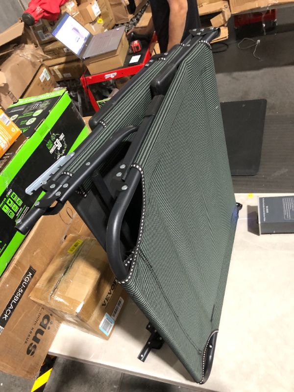 Photo 2 of ***BENT - DOESN'T UNFOLD FULLY - NO MATTRESS - CHAIR ONLY***
ETSG Portable Folding Camping Cot, Oversize 29.5in Adjustable