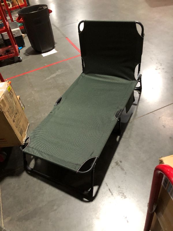 Photo 3 of ***BENT - DOESN'T UNFOLD FULLY - NO MATTRESS - CHAIR ONLY***
ETSG Portable Folding Camping Cot, Oversize 29.5in Adjustable