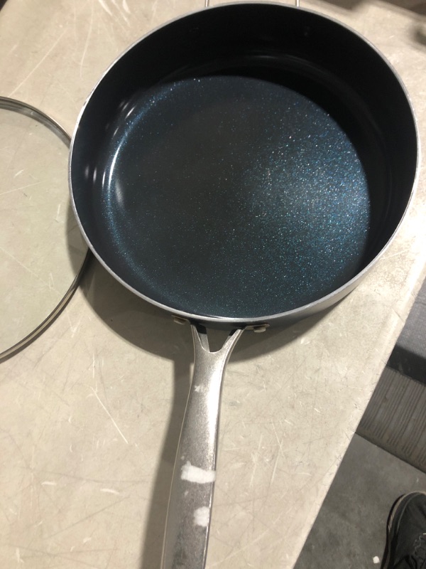 Photo 3 of (USED/Minor Damage) Blue Diamond Cookware Diamond Infused Ceramic Nonstick 5QT Saute Pan Jumbo Cooker with Helper Handle and Lid, Blue