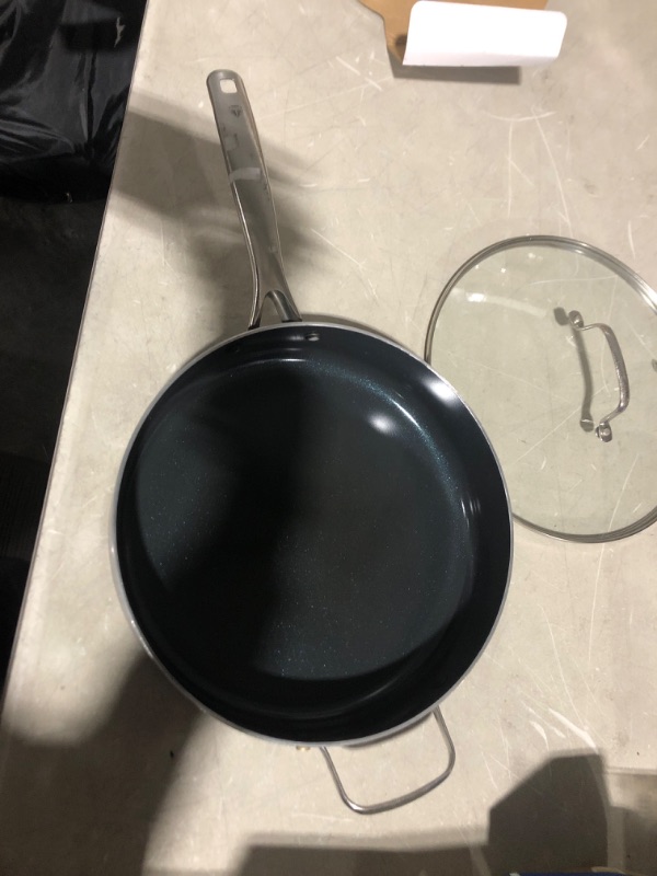 Photo 2 of (USED/Minor Damage) Blue Diamond Cookware Diamond Infused Ceramic Nonstick 5QT Saute Pan Jumbo Cooker with Helper Handle and Lid, Blue
