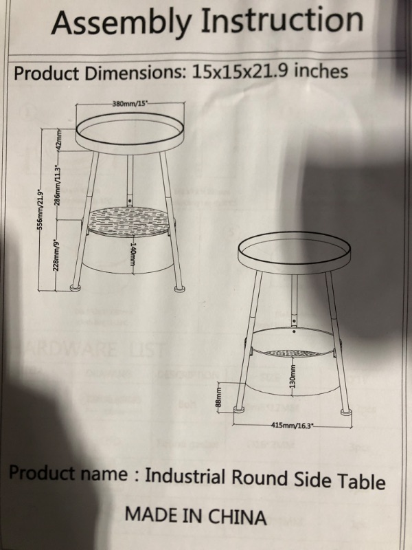 Photo 2 of * used item * see all images *
 Industrial Round End Table,  Round Side Table