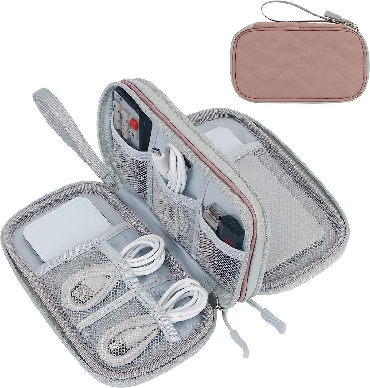 Photo 1 of FYY Electronic Organizer, Travel Cable Organizer Bag Pouch Electronic Accessories PINK/GREY
