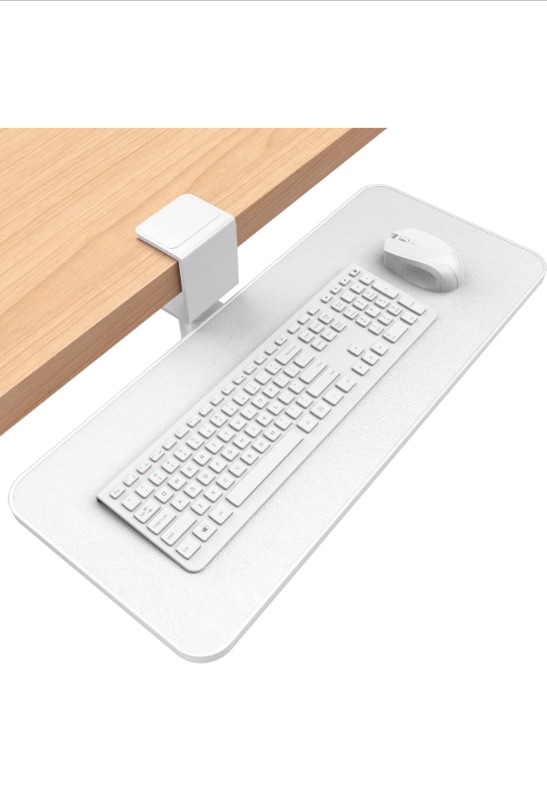 Photo 1 of Rotating Keyboard Tray Under Desk -,23.62"x 9.84"Inch-White