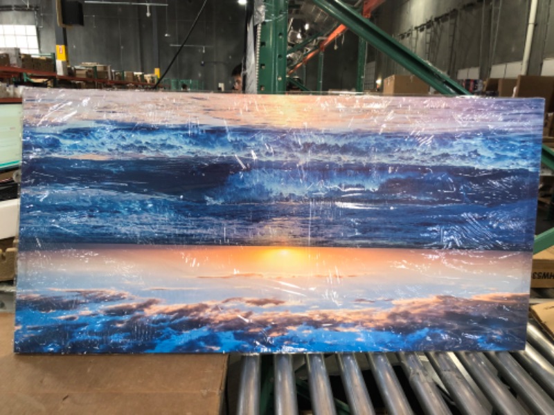 Photo 2 of *LIKE NEW*canvas wall art Blue Ocean Sea sun landscape painting