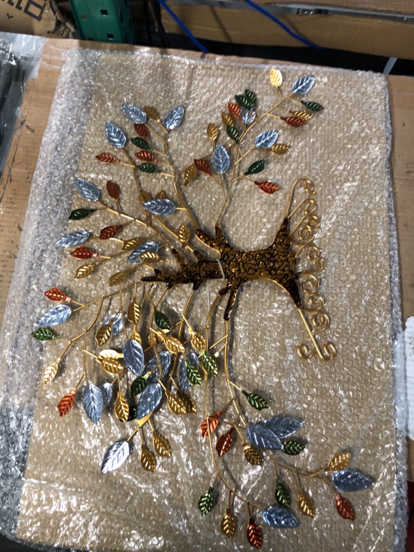 Photo 4 of Moxweyeni Metal Tree Wall Sculpture Gold Tree Home Decor Multi Colored Leaf Art Handcrafted Branches of Nature Tree of Life Hanging Decor for Outdoor Indoor Home Decor