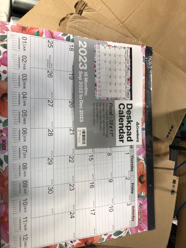 Photo 2 of CRANBURY Large 22x17 Deskpad Calendar 2023 - (Floral) Use Big Calendar as Desk Calendar or Large Wall Calendar 17x22, Gorgeous Flower Designs, Includes Stickers Floral 2023 Edition