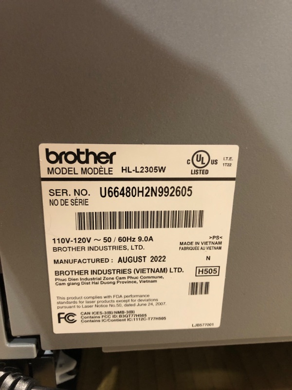 Photo 7 of **SEE NOTES Brother HLL2305W Compact Mono Laser Single Function Printer with Wireless and Mobile Device Printing New: HLL2305W (Wireless)