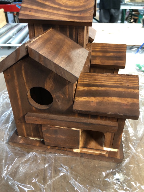 Photo 4 of *MINOR DAMAGE* SEE PICS - COLEBA Bird Houses Outdoor 5 Hole Bird House Room for 5 Bird Families (Brown - Set of 1)