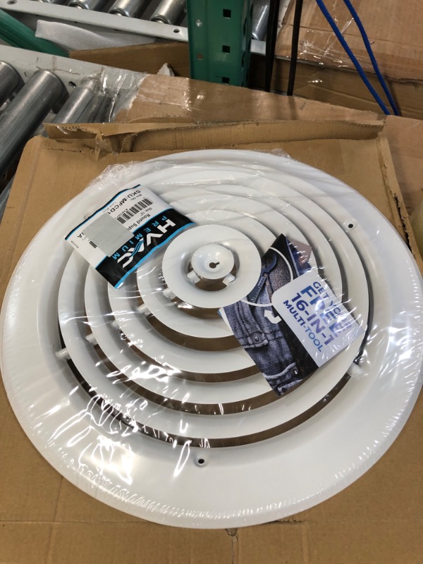 Photo 2 of 10" Round Ceiling Diffuser - Easy Air Flow - HVAC Vent Duct Cover [White] - [Outer Dimensions: 13.75"]