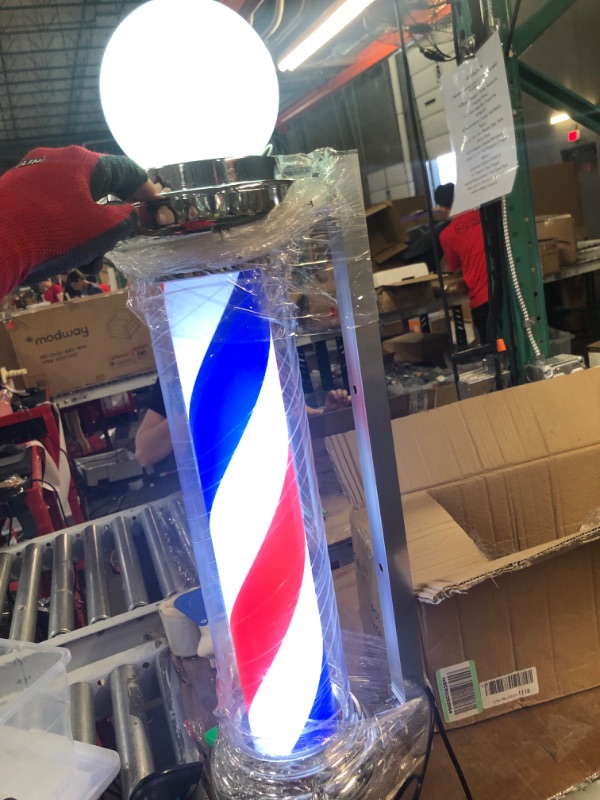 Photo 4 of [damage] 35.4" Classic Barber Shop Swivel LED Light Barber Pole