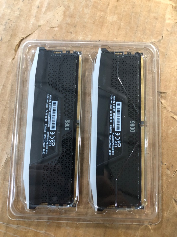 Photo 2 of CORSAIR VENGEANCE RGB DDR5 RAM 32GB (2x16GB) 6000MHz CL36 Intel XMP iCUE Compatible Computer Memory - Black (CMH32GX5M2D6000C36) 32GB (2x16GB) Black