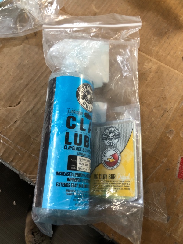 Photo 3 of Chemical Guys CLY_400 OG Light Clay Bar, Yellow (100 g),  WAC_CLY_100_16 Clay Luber Synthetic Lubricant with Wetting Agents 