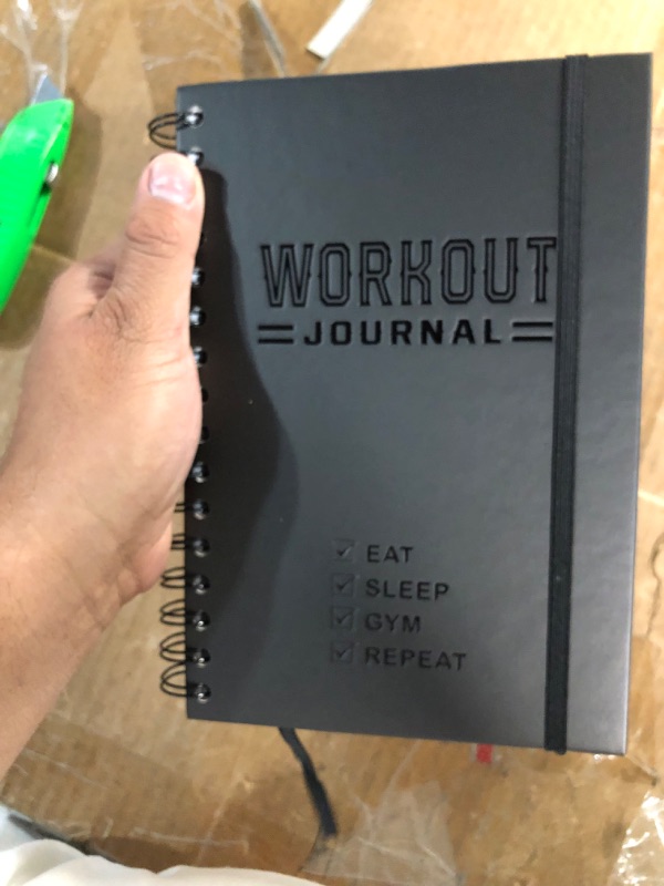 Photo 5 of Hardcover Fitness Journal Workout Planner for Men & Women - A5 Sturdy Workout Log Book to Track Gym & Home Workouts Pack of 1 Black