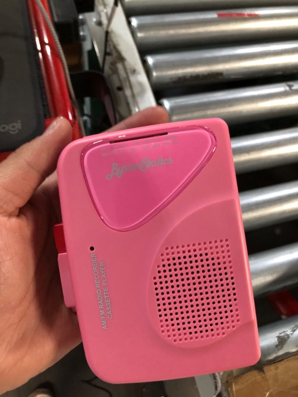 Photo 3 of ByronStatics Portable Cassette Players Recorders FM AM Radio Walkman Tape Player Built In Mic External Speakers Manual Record VAS Automatic Stop System 2AA Battery Or USB Power Supply Headphone Jack Pink Cassette Player Pink