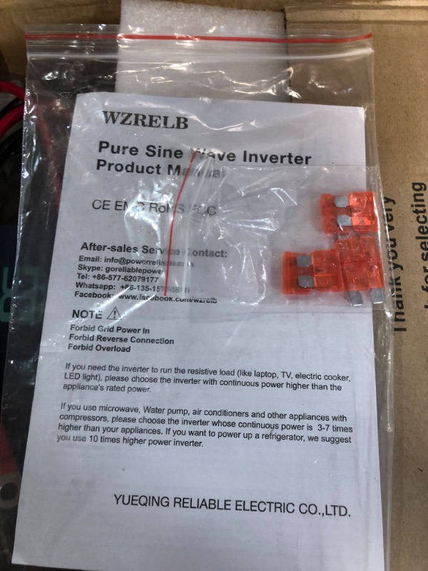 Photo 2 of WZRELB Pure Sine Wave 5000W (10000W Surge) 24V Power Inverter DC to AC