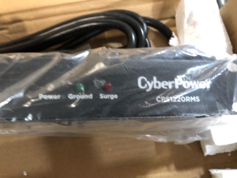 Photo 3 of CyberPower CPS1220RMS Surge Protector, 120V/20A, 12 Outlets, 15ft Power Cord, 1U Rackmount, Black