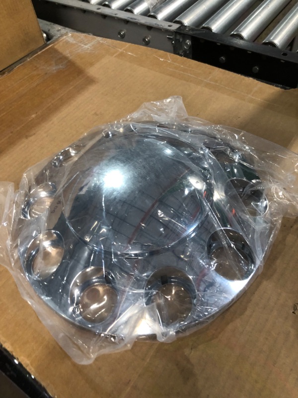 Photo 3 of 1-Pair ABS Chrome Front Wheel Covers Hub Axles 33mm Nut Covers for Semi-Truck 22.5" & 24.5" Wheels