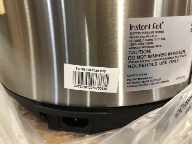 Photo 5 of *FOR PARTS ONLY* Instant Pot Duo Plus 6 qt 9-in-1 Slow Cooker/Pressure Cooker