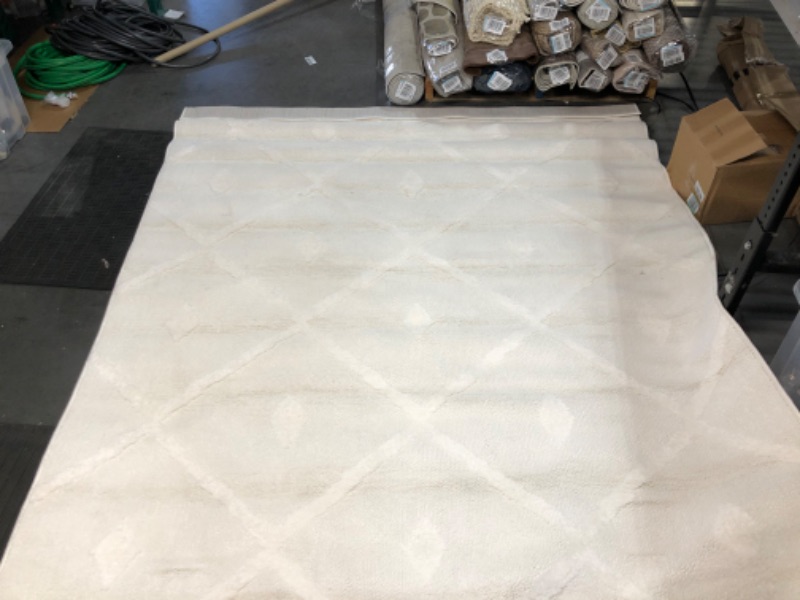 Photo 2 of *MINOR STAINS SEE PHOTOS*Antep Rugs Palafito 6x9 Geometric Shag Diamond (White) 