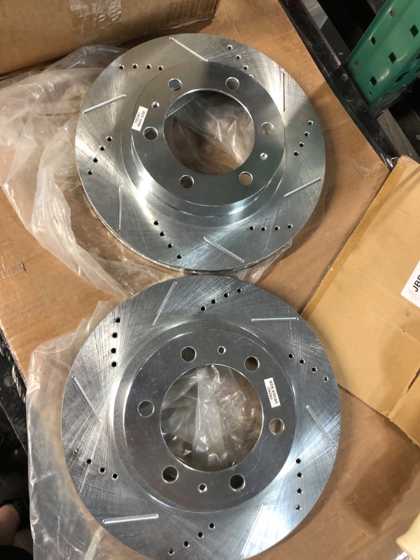 Photo 2 of *UNKNOWN FIT**Front Drilled Slotted Brake Rotors Silver Pair of 2