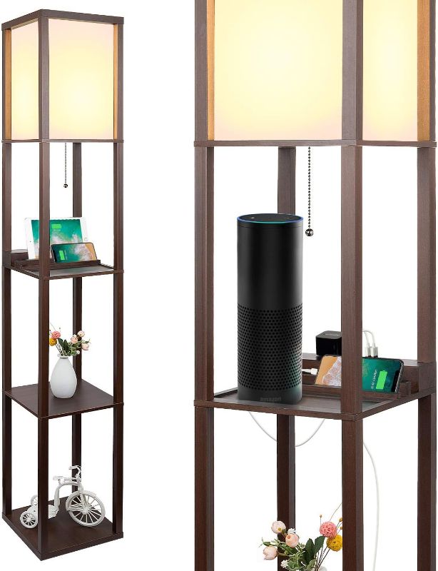 Photo 1 of 3 in1 shelf floor lamp with 2 usb 