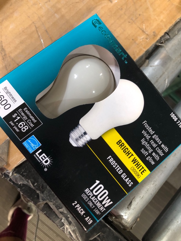 Photo 2 of 100-Watt Equivalent A19 Dimmable CEC Frosted Glass Filament LED Light Bulb Bright White (2-Pack)