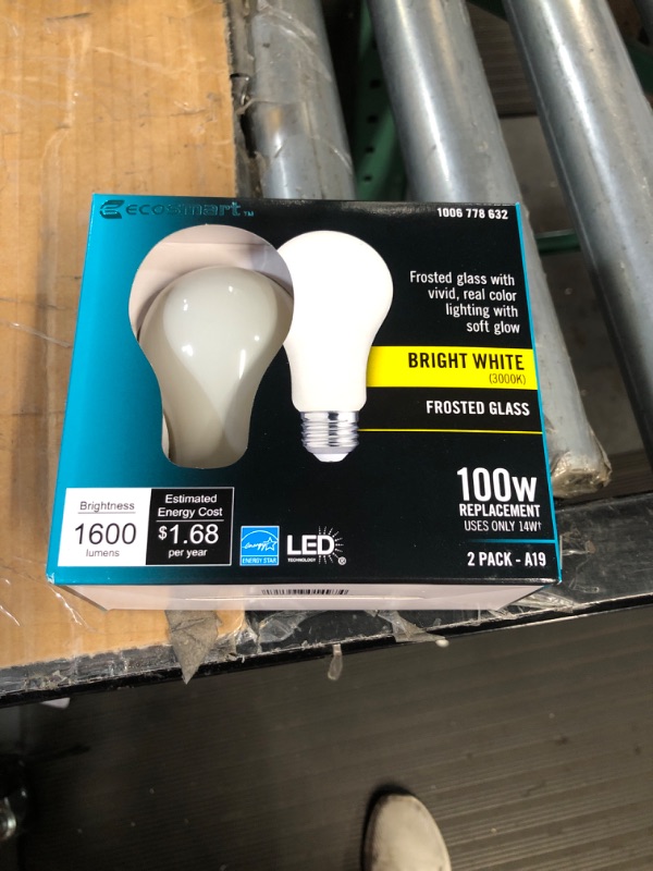 Photo 2 of 100-Watt Equivalent A19 Dimmable CEC Frosted Glass Filament LED Light Bulb Bright White (2-Pack)