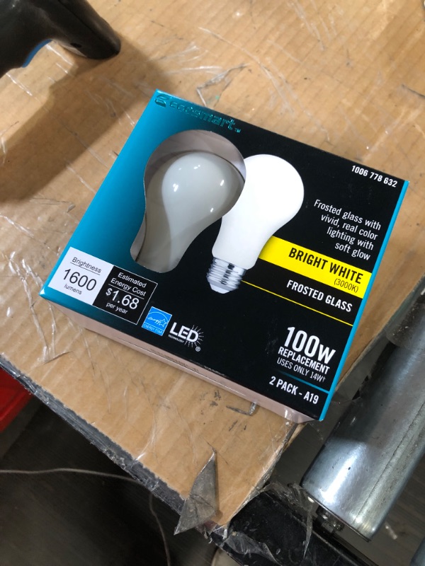 Photo 2 of 100-Watt Equivalent A19 Dimmable CEC Frosted Glass Filament LED Light Bulb Bright White (2-Pack)