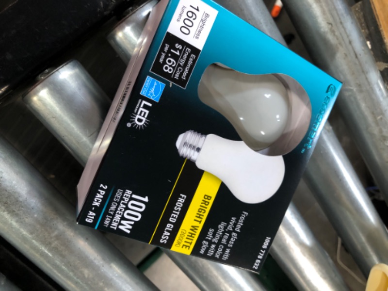 Photo 2 of 100-Watt Equivalent A19 Dimmable CEC Frosted Glass Filament LED Light Bulb Bright White (2-Pack)