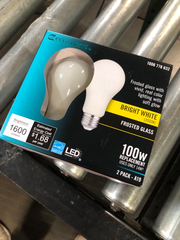 Photo 2 of 100-Watt Equivalent A19 Dimmable CEC Frosted Glass Filament LED Light Bulb Bright White (2-Pack)