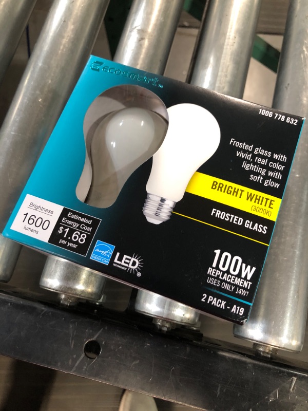 Photo 2 of 100-Watt Equivalent A19 Dimmable CEC Frosted Glass Filament LED Light Bulb Bright White (2-Pack)