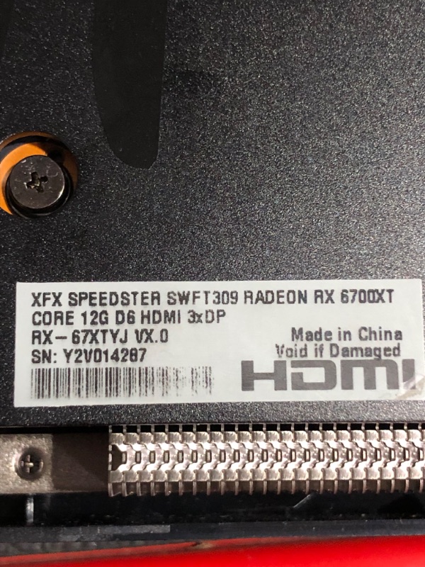 Photo 5 of ***DAMAGED - UNTESTED - SEE NOTES***
XFX Speedster SWFT309 AMD Radeon RX 6700 XT Graphics Card with 12GB GDDR6