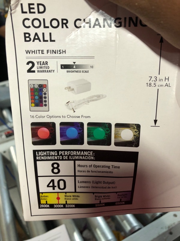 Photo 3 of *MISSING PLUG IN*HAMPTON BAY 8-Inch Cordless LED Ball Light