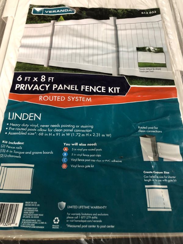 Photo 1 of *NEW*Veranda Linden 6 Ft. H X 8 Ft. W White Vinyl Pro Privacy Fence Panel Kit