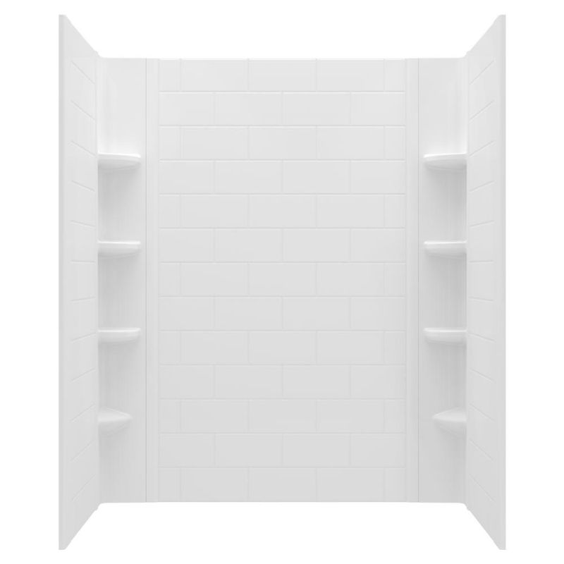 Photo 1 of *MINOR DAMAGE SEE PHOTOS*American Standard Ovation Curve 60 in. W X 72 in. H 3-Piece Glue up Alcove Subway Tile Shower Walls in Arctic White