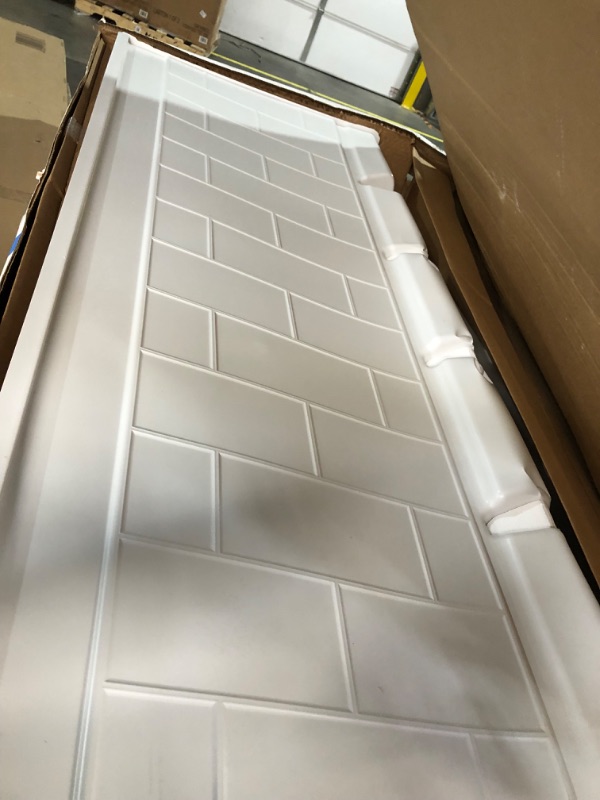 Photo 1 of *MINOR DAMAGE SEE PHOTOS*American Standard Ovation Curve 60 in. W X 72 in. H 3-Piece Glue up Alcove Subway Tile Shower Walls in Arctic White