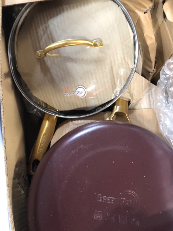 Photo 2 of *SEE NOTES* GreenPan Reserve Hard Anodized Healthy Ceramic Nonstick 10 Piece Cookware Pots and Pans Set, Gold Handle, PFAS-Free