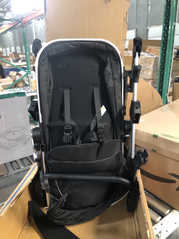 Photo 1 of BABY JOY 2-in-1 High Landscape Baby Stroller, Reversible Bassinet Reclining Stroller, Foldable Push Chair w/Adjustable Canopy, Storage Bag, Foot Cover, Rain Cover & Net, Aluminum Alloy Frame (Black)