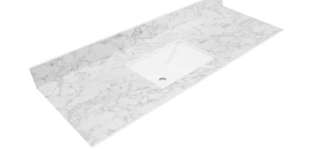 Photo 1 of *STOCK PHOTO FOR REFERENCE*~60 in. W x 10 in. Vanity Top in Volakas Marble with Single White Sink 