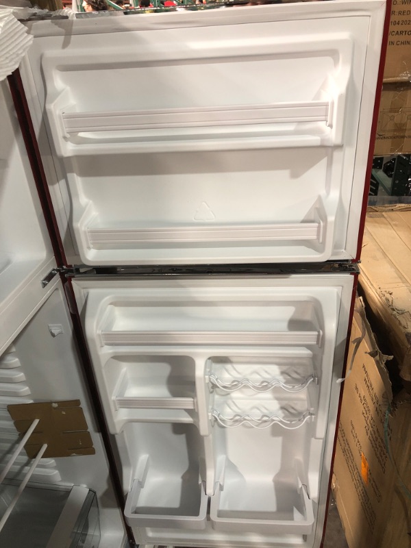 Photo 9 of  Retro Refrigerator with Top Freezer Frost Free, Dual Door Fridge, Adjustable Electrical Thermostat Control, 10 cu ft, Red Red 10 cu ft Refrigerator