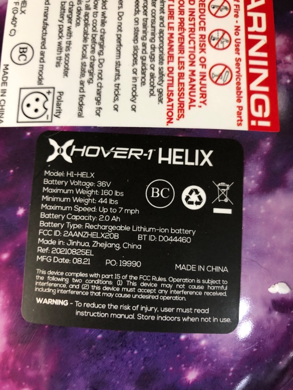 Photo 5 of **PARTS ONLY**
Hover-1 Helix Electric Hoverboard | 7MPH Top Speed,