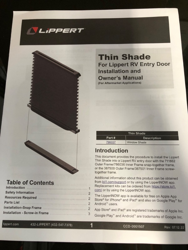 Photo 2 of Lippert 806621 Thin Shade Complete Window Kit for RV Entry Doors