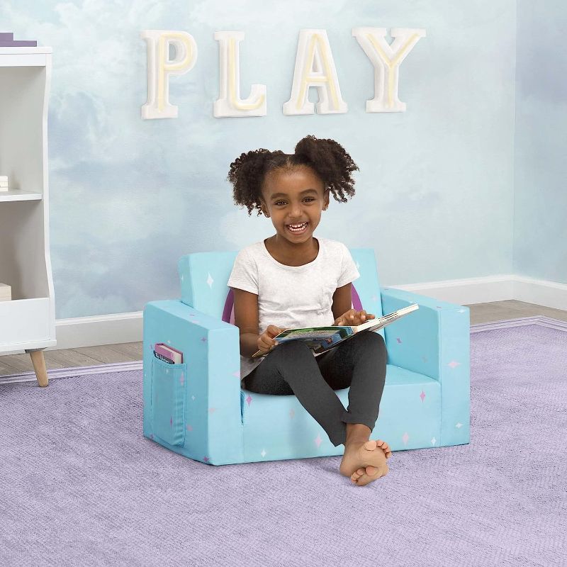 Photo 1 of Delta Children Cozee 2-in-1 Convertible Sofa to Lounger - Comfy Flip Open Couch/Sleeper for Kids, Blue Unicorn
